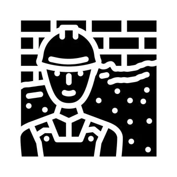 Plasterer worker glyph icon vector illustration Stock Illustration