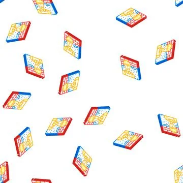 Plasterer worker isometric icon seamless pattern Stock Illustration
