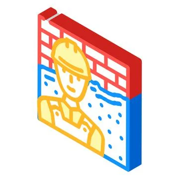 Plasterer worker isometric icon vector illustration Stock Illustration