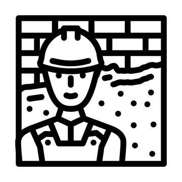 Plasterer worker line icon vector illustration Stock Illustration