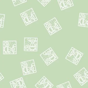 Plasterer worker line vector seamless pattern Illustrazione stock