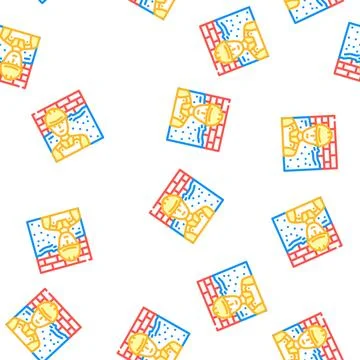 Plasterer worker vector seamless pattern Stock Illustration