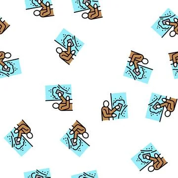 Plasterer working vector seamless pattern Stock Illustration