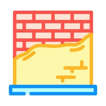 Plastering brick wall during home renovation process Stock Illustration