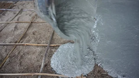 Plastering the construction of the walkway in front of the house Stock Footage 163582384
