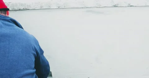 Plastering tool plaster marble on plaster rough, selective focus. 스톡 동영상 169577589