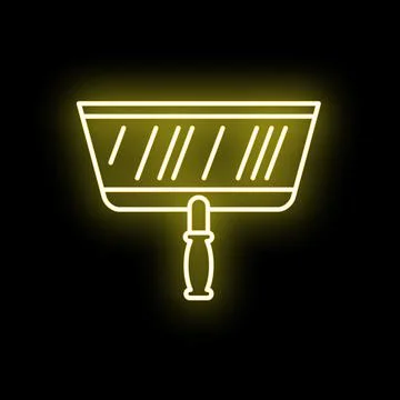 Plastering tool yellow neon glow outline illustration Stock Illustration
