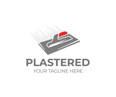 Plastering trowel logo design. Plasterer tool vector design Stock Illustration