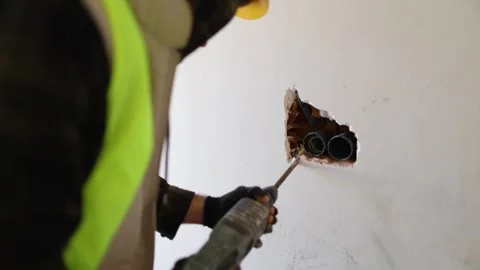 Plastering Wall with Trowel Close-Up Stock Footage 314452647