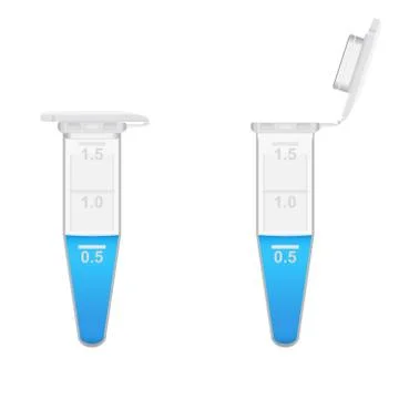 Plastic 1.8 ml Eppendorf tubes with solution Stock-Illustration
