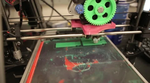 Plastic 3d printer in lab - 2 shots Stock Footage 49678927
