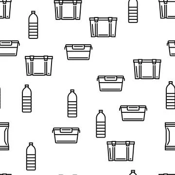 Plastic Accessories And Utensil Vector Seamless Pattern Stock Illustration