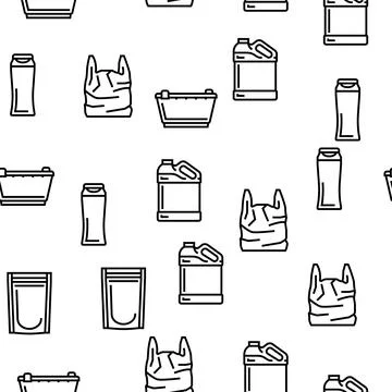 Plastic Accessories And Utensil Vector Seamless Pattern Stockillustratie