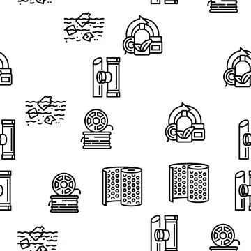 Plastic Accessories And Utensil Vector Seamless Pattern Illustrazione stock