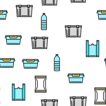 Plastic Accessories And Utensil Vector Seamless Pattern Illustrazione stock