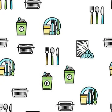Plastic Accessories And Utensil Vector Seamless Pattern Illustrazione stock
