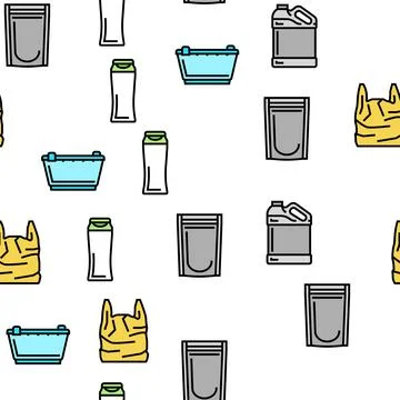 Plastic Accessories And Utensil Vector Seamless Pattern Illustrazione stock