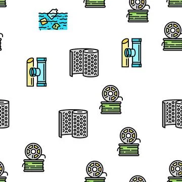 Plastic Accessories And Utensil Vector Seamless Pattern Stock Illustration