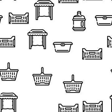 Plastic Accessories Vector Seamless Pattern Stock Illustration