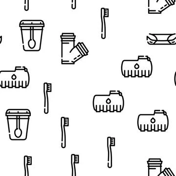 Plastic Accessories Vector Seamless Pattern Stock Illustration