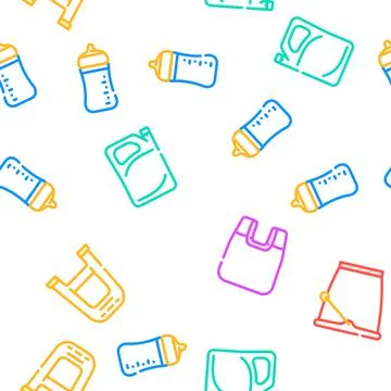 Plastic Accessories Vector Seamless Pattern Stock Illustration