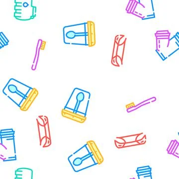 Plastic Accessories Vector Seamless Pattern Stock Illustration