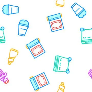Plastic Accessories Vector Seamless Pattern Stock Illustration