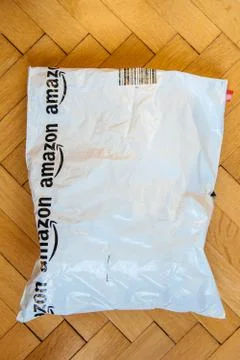 Plastic Amazon Prime parcel Stock Photos