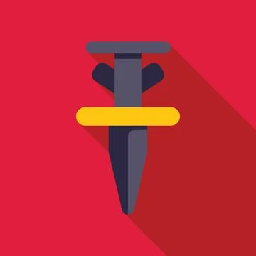 Plastic anchor with yellow ring being inserted into red wall Stock Illustration