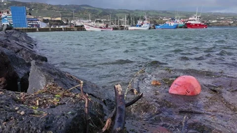 Plastic and debris floating in the ocean Stock Footage 333004262