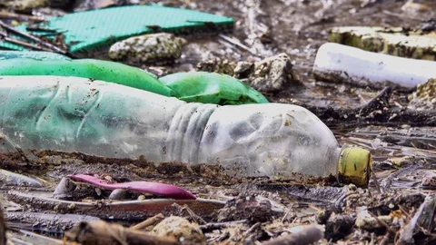 Plastic and micro-plastic pollution in surface water is major ecological threat Stock Footage 127032151