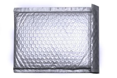 Plastic anti static protective bubble wrap envelope bag on white background Stock Photos