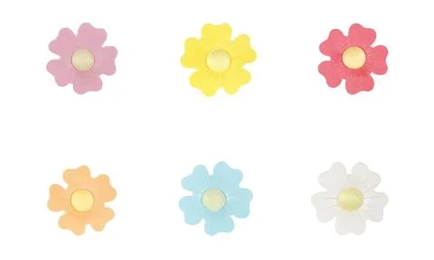 Plastic Artificial Flowers in Daisy Shape for Decoration on Isolated White .. Stock Photos