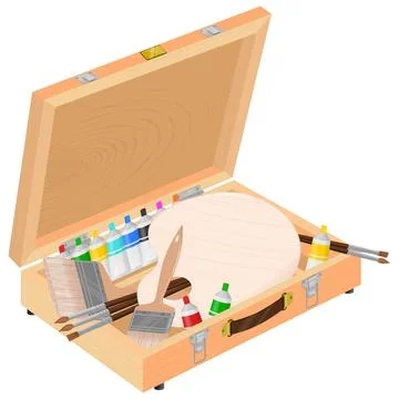Plastic artist paint boxes Stock Illustration