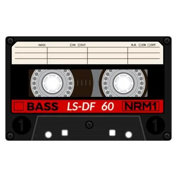 Plastic audio cassette tape Illustrazione stock