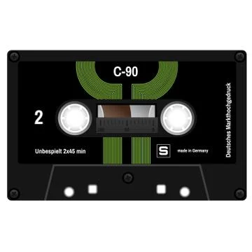 Plastic audio cassette tape Stock Illustration