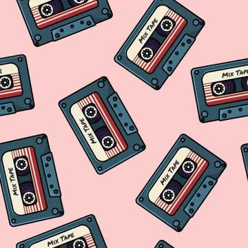 Plastic audio compact cassette tape pattern. Vector illustration Stock Illustration