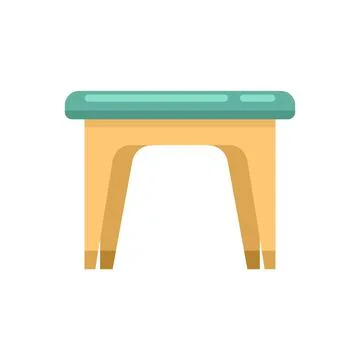 Plastic backless chair icon flat isolated vector Stockillustratie
