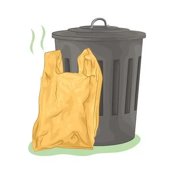 Plastic Bag And Trash Bin Illustration Stock Illustration