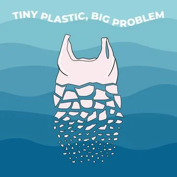 The plastic bag breaks up into small pieces Stock Illustration