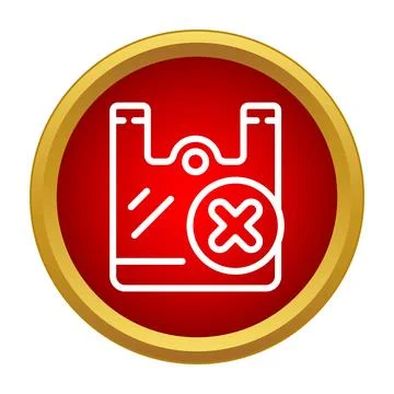 Plastic bag with cross showing pollution waste ban Stock Illustration
