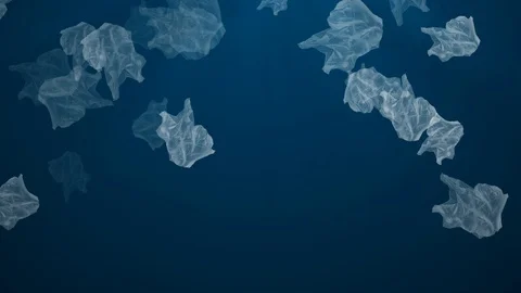Plastic bag floating under water particle Stock Footage 130161851