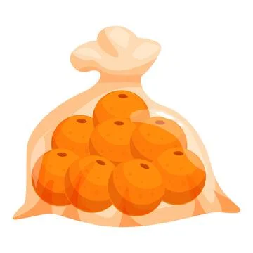 Plastic bag holding fresh oranges from the market Stock Illustration