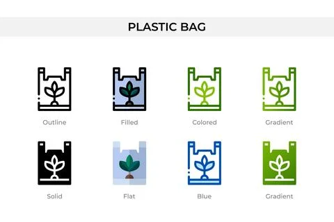 Plastic bag icon in different style. Plastic bag vector icons designed in o.. Stock Illustration