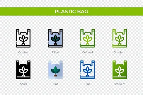 Plastic bag icon in different style. Plastic bag vector icons designed in o.. Stock Illustration