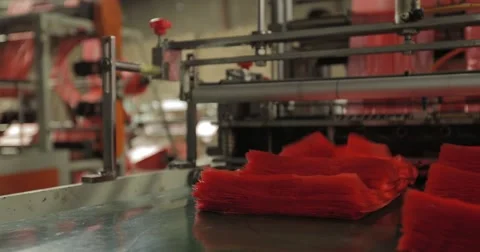 Plastic Bag Industrial Machine Stock Footage 61387871
