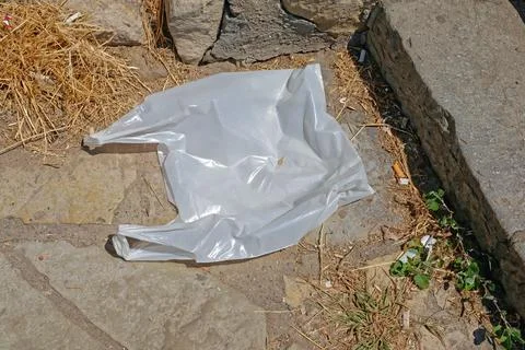 Plastic bag litter Stock Photos
