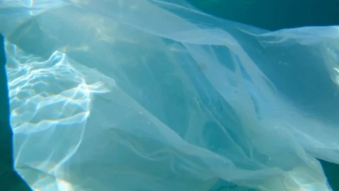 Plastic bag trash in ocean Stock Footage 110752848