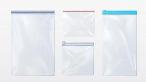 Plastic bag with zip locker mockup. Stock Illustration