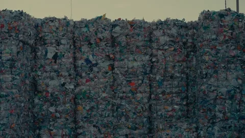 Plastic Bales Stacked at a Recycling Facility for Sustainable Processing 库存影片 331166555